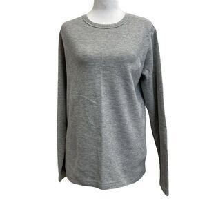 All Saints Gray French Terry Long Sleeve Seam Accent Pullover Top
